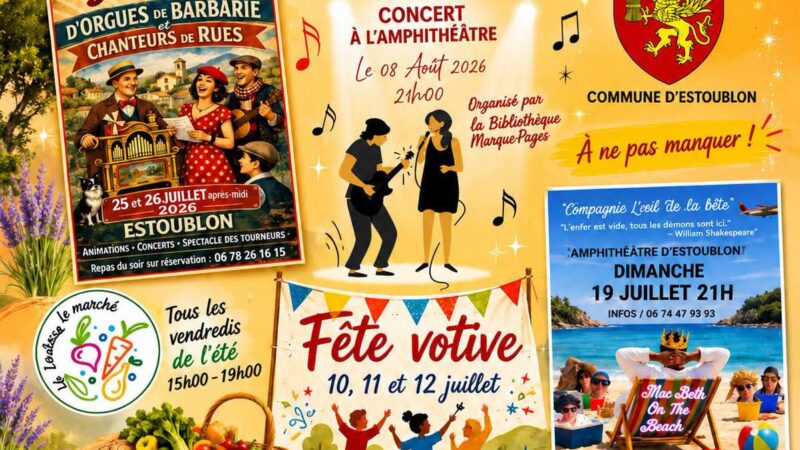 Animations et Fête votive  Estoublon  Ete 2026
